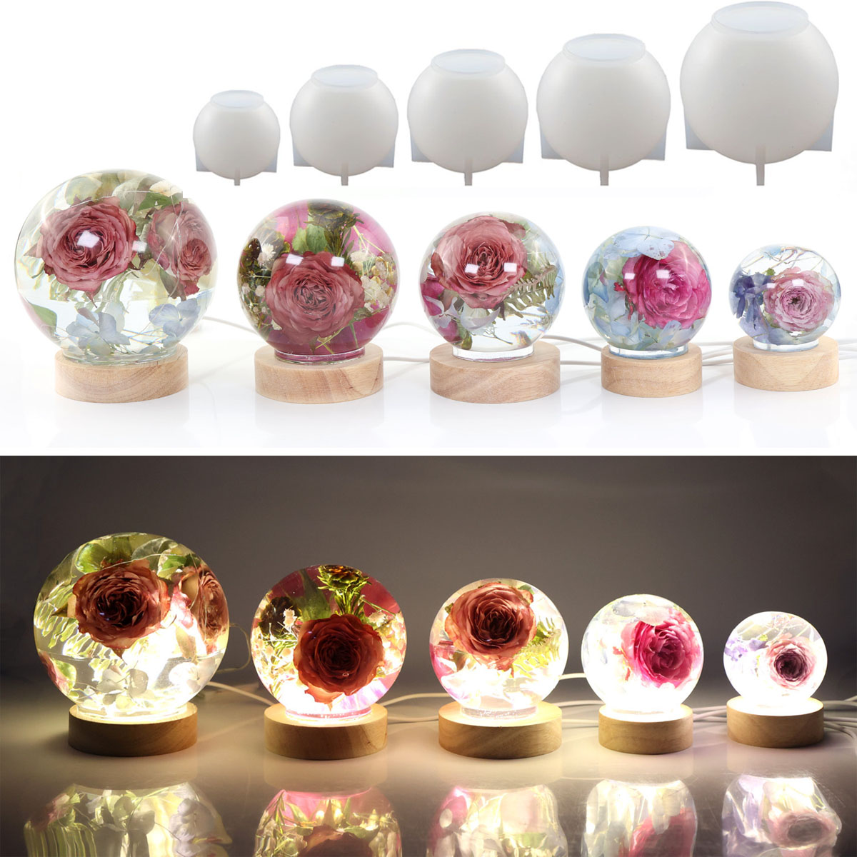 Resin Craft Supplies - 65-120mm Sphere Ball Silicone Mold For