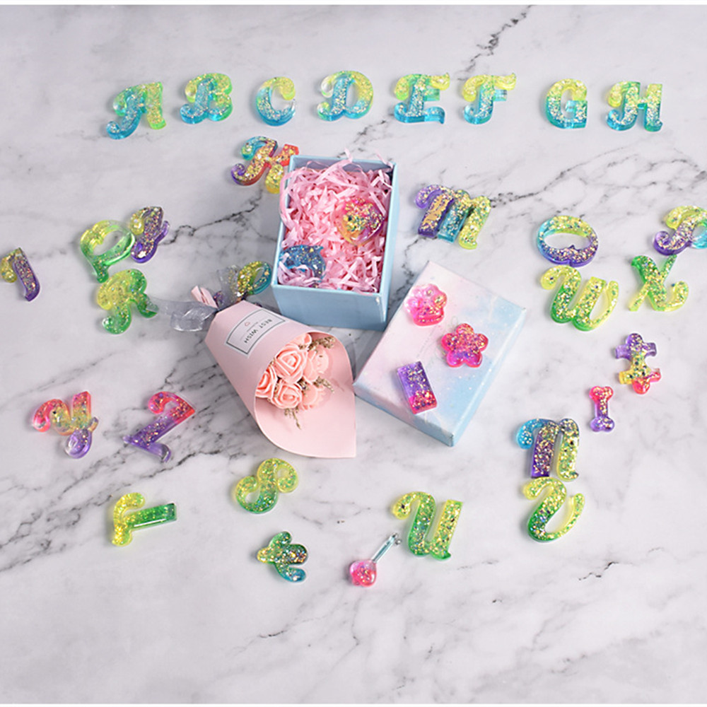 Alphabet Epoxy Resin Silicone  - Gold Foil Flakes recension och pris